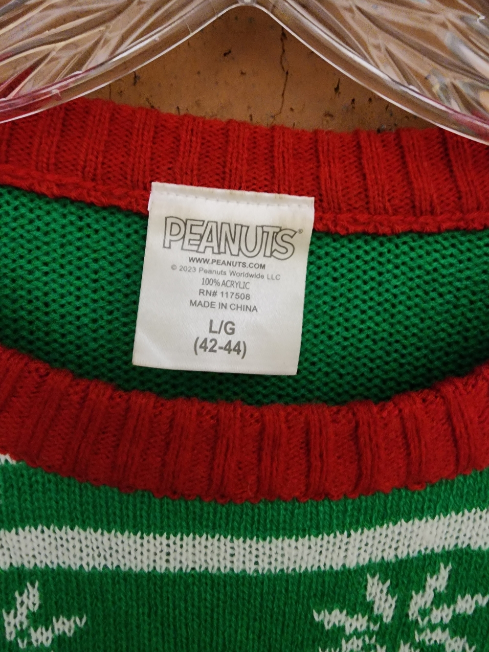 Peanuts Green & Red Snoopy Holiday Crewneck Sweater - Picture 4 of 9